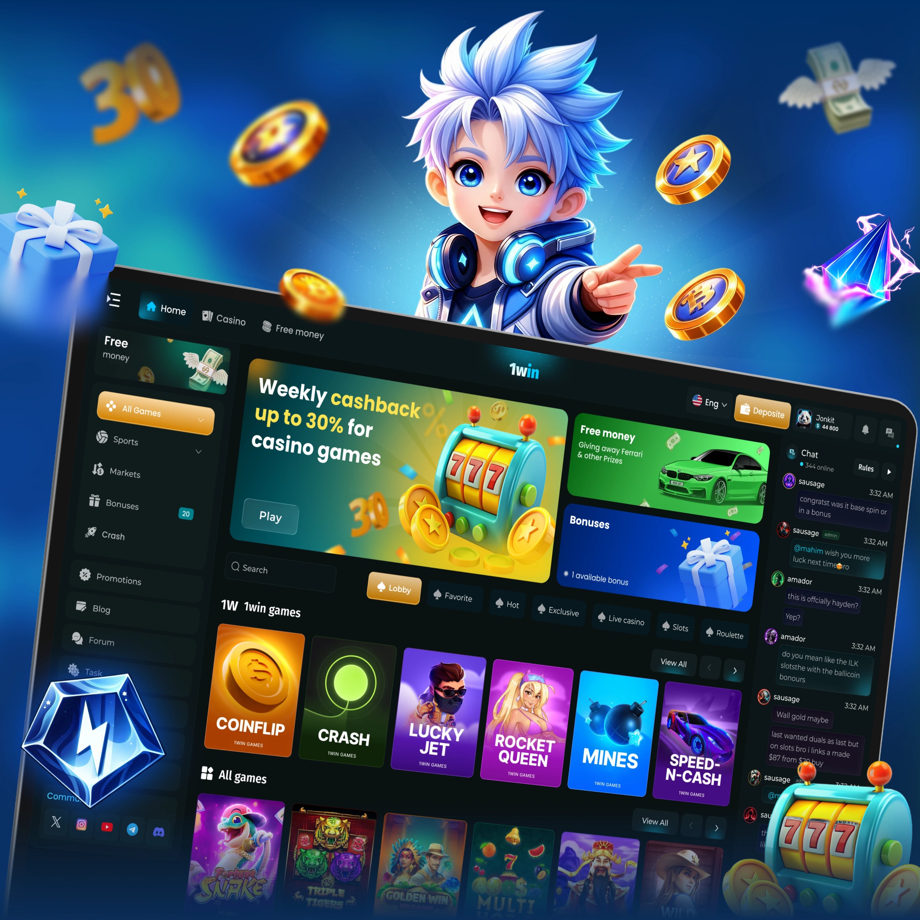 1win — Casino Gambling Interface — UI/UX design screen 1
