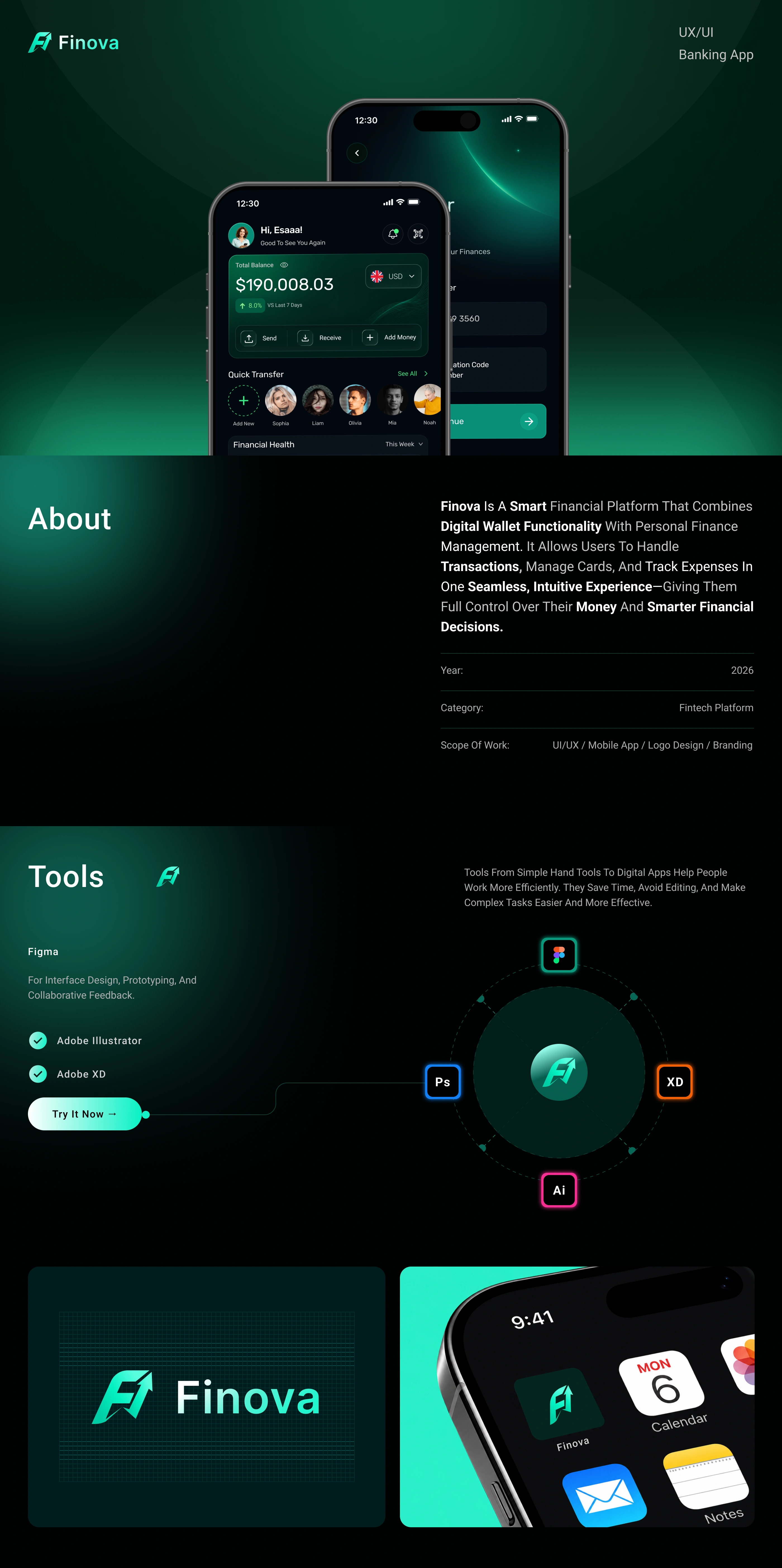 Finova — Financial Services Platform — UI/UX design screen 1