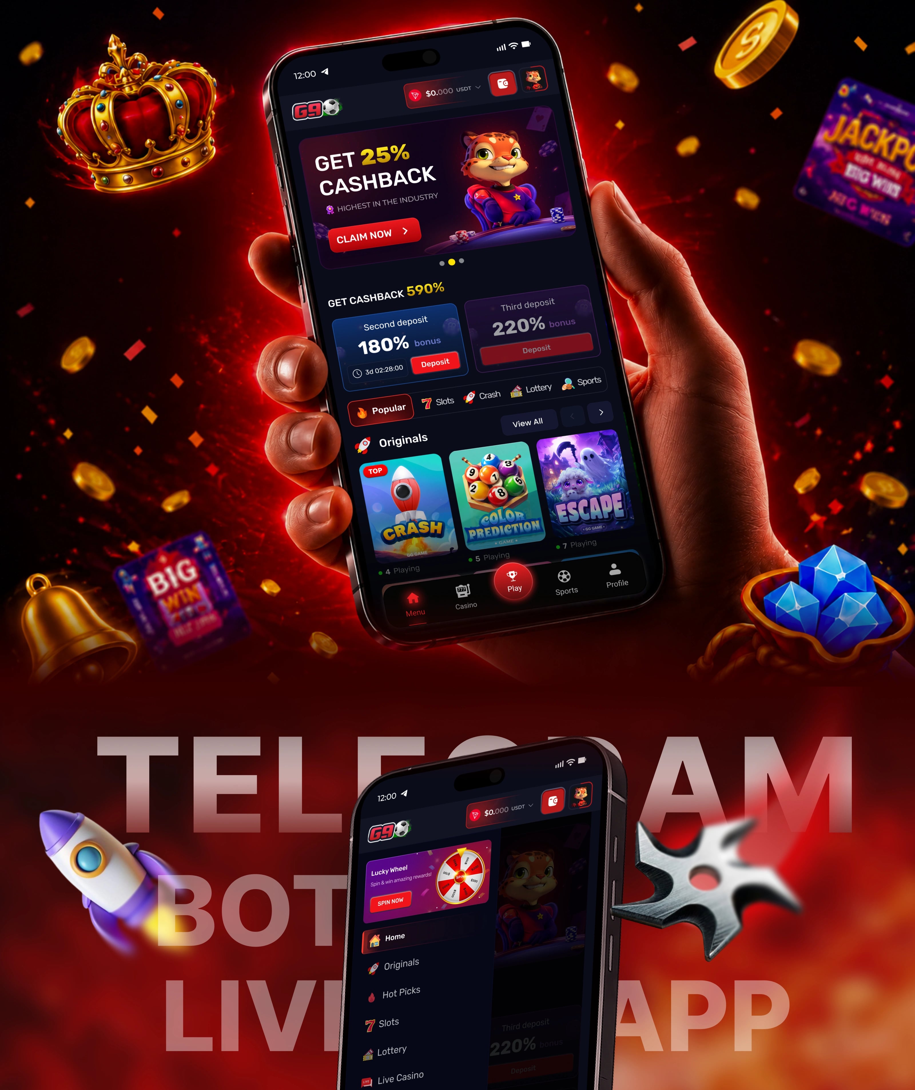 G9 Casino — Telegram Bot UI/UX — UI/UX design screen 1