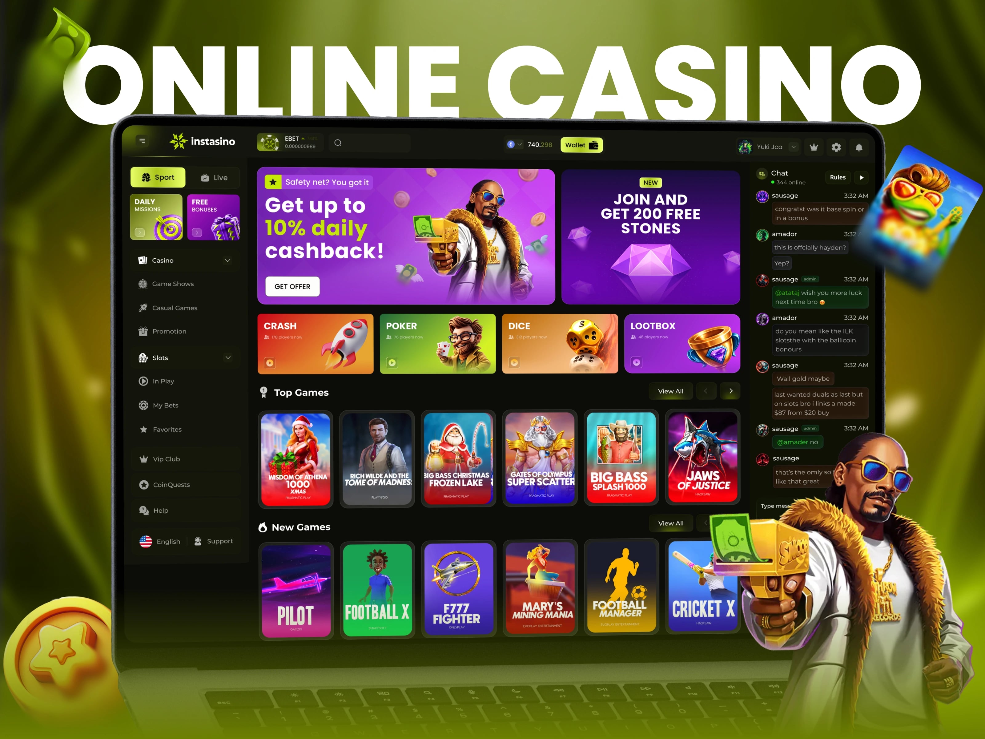 Instasino — Premium Online Casino — UI/UX design screen 1