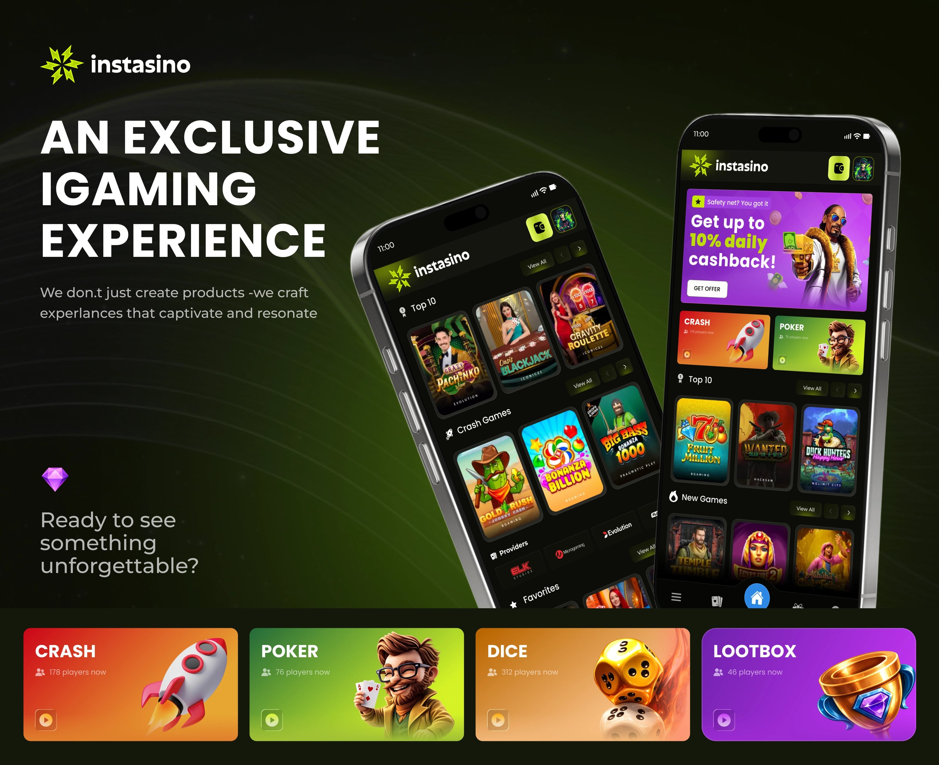 Instasino — Premium Online Casino — UI/UX design screen 2