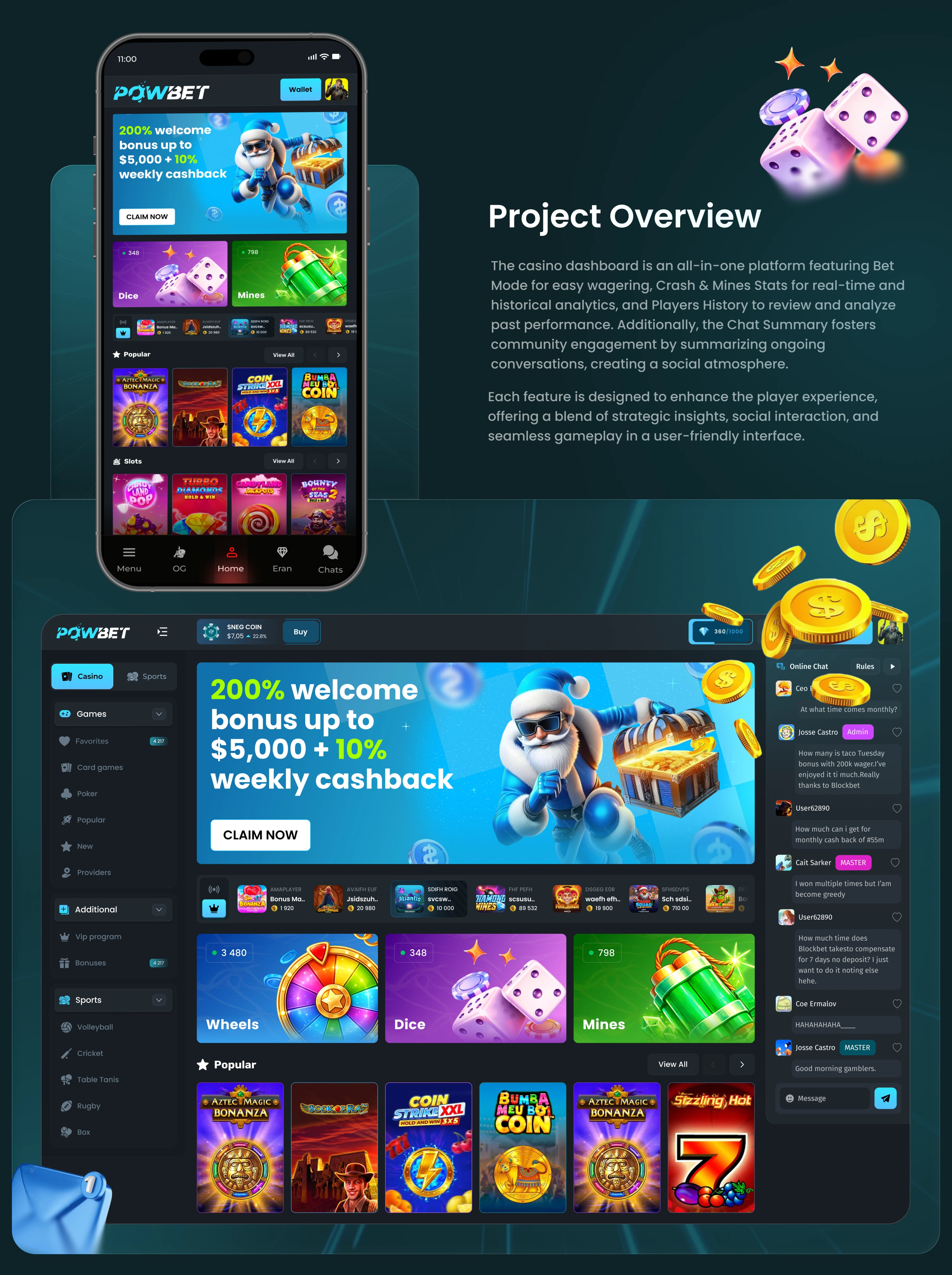 POWBET — Casino Gambling Website — UI/UX design screen 2