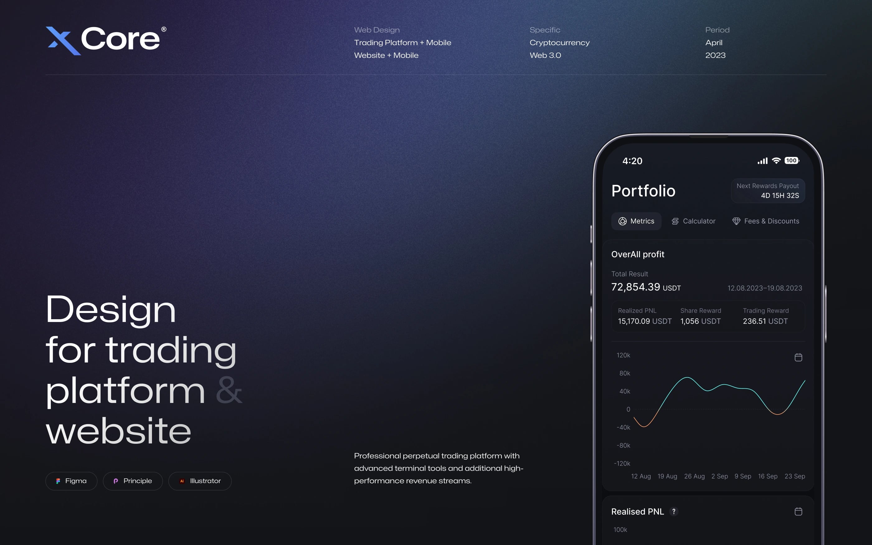 XCore Trading Platform — UI/UX design screen 1