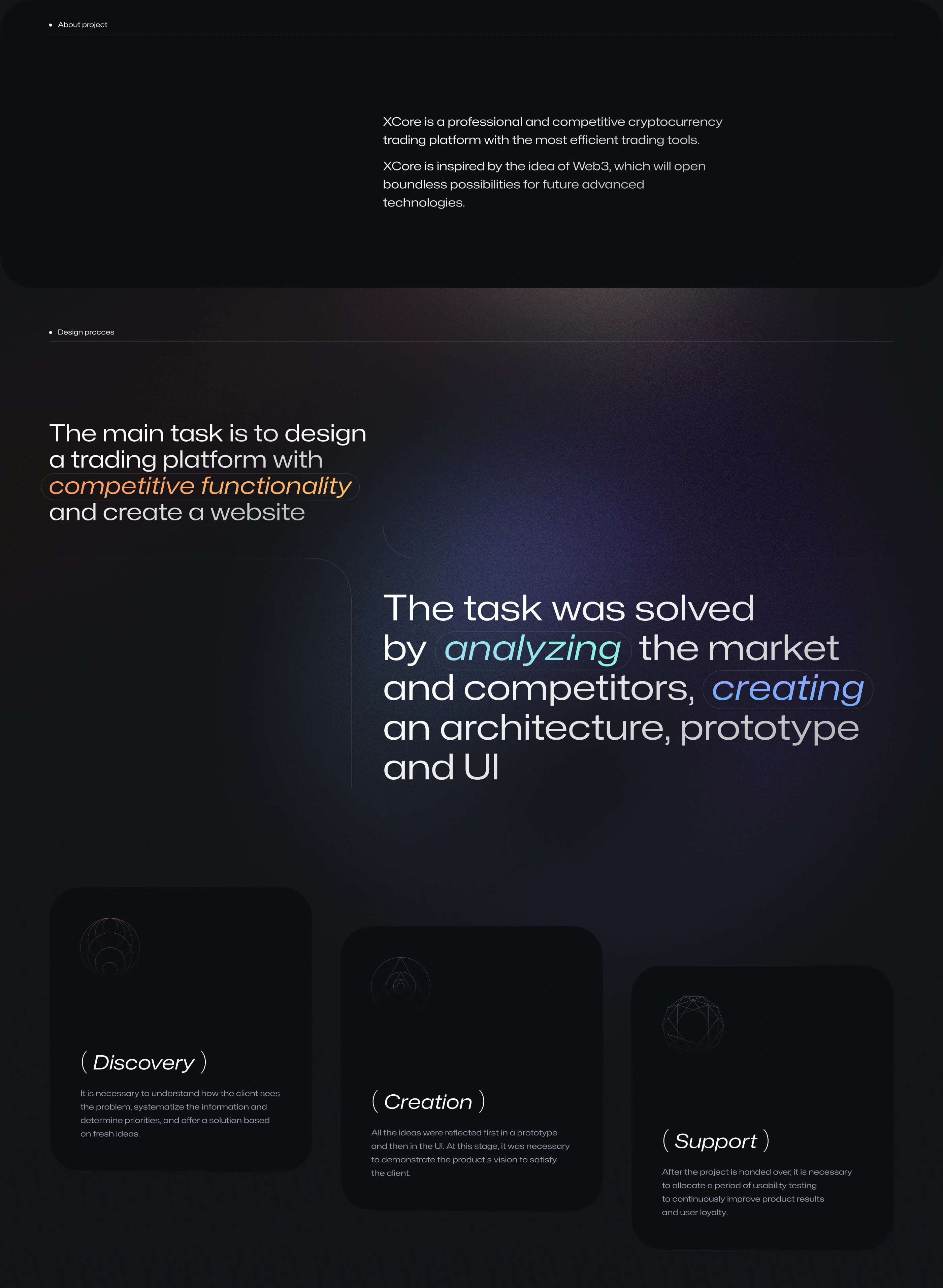 XCore Trading Platform — UI/UX design screen 2